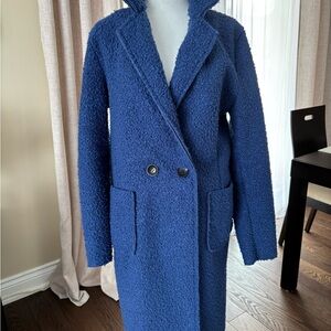 Women's Blue Bouclé Coat